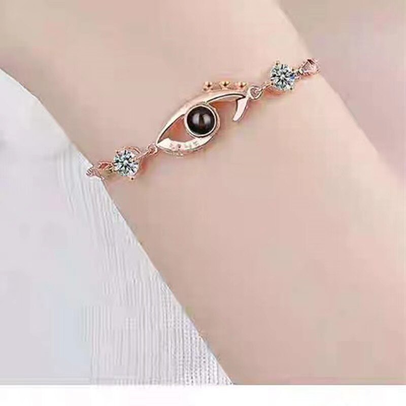 Thin Delicate Fine Heart Shaped Custom Photo Projection Bracelet