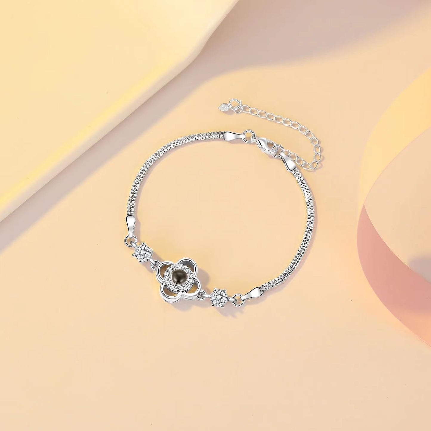 Thin Delicate Fine Heart Shaped Custom Photo Projection Bracelet