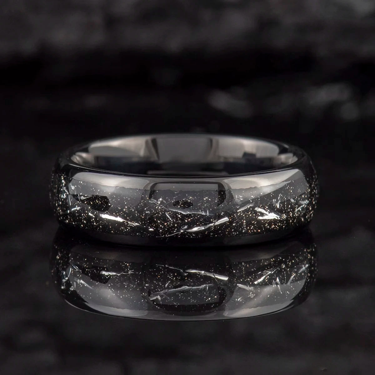 Tungsten Carbide Meteorite Galaxy Energy Ring