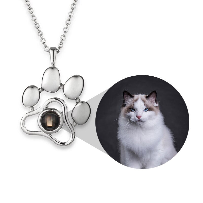 Pet Dog/Cat Paw Photo Projection Necklace