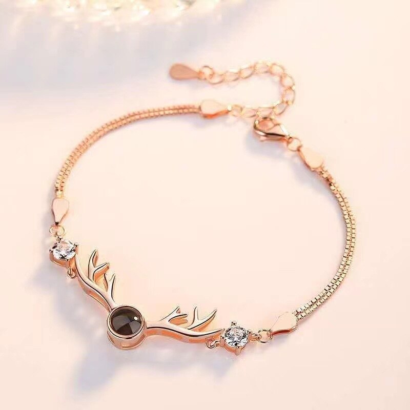 Thin Delicate Fine Heart Shaped Custom Photo Projection Bracelet