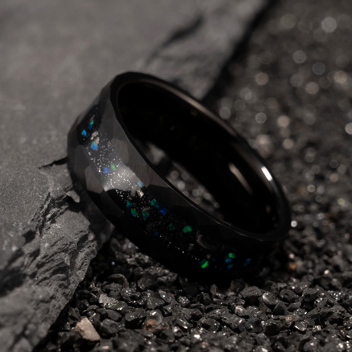 Tungsten Carbide Steel Black Energy Ring