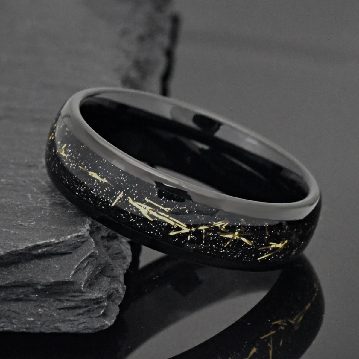 Tungsten Carbide Meteorite Galaxy Energy Ring