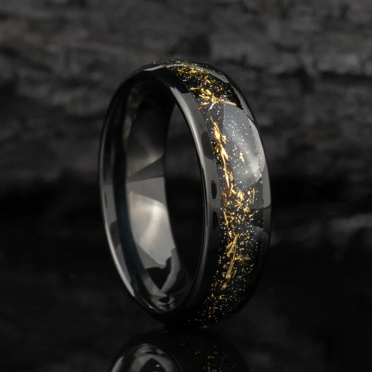 Tungsten Carbide Meteorite Galaxy Energy Ring