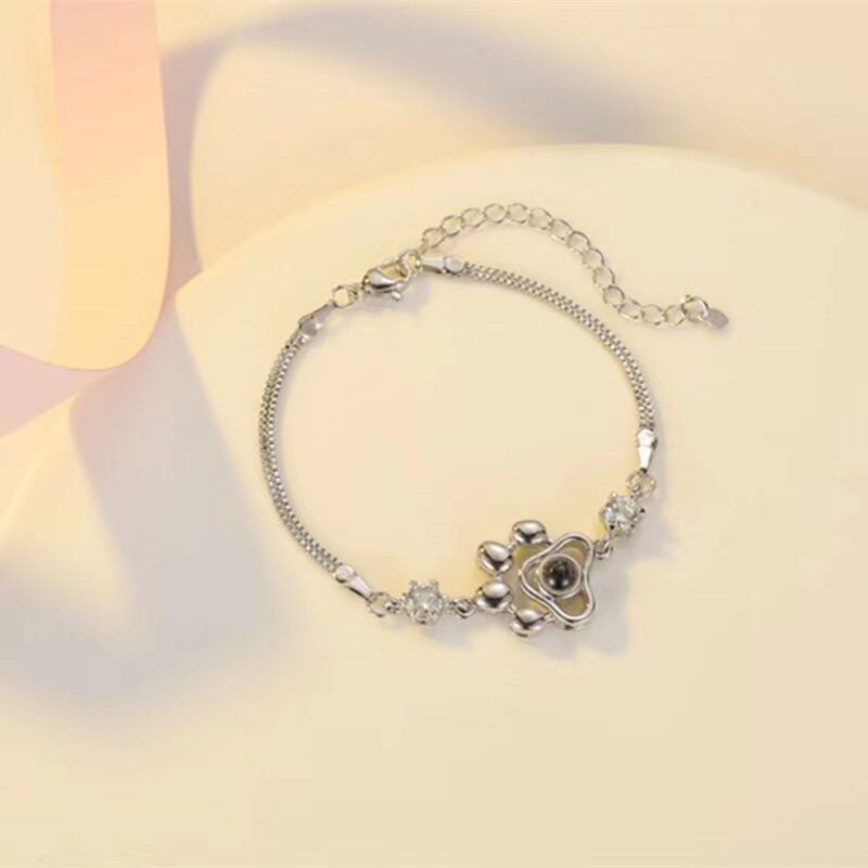 Thin Delicate Fine Heart Shaped Custom Photo Projection Bracelet