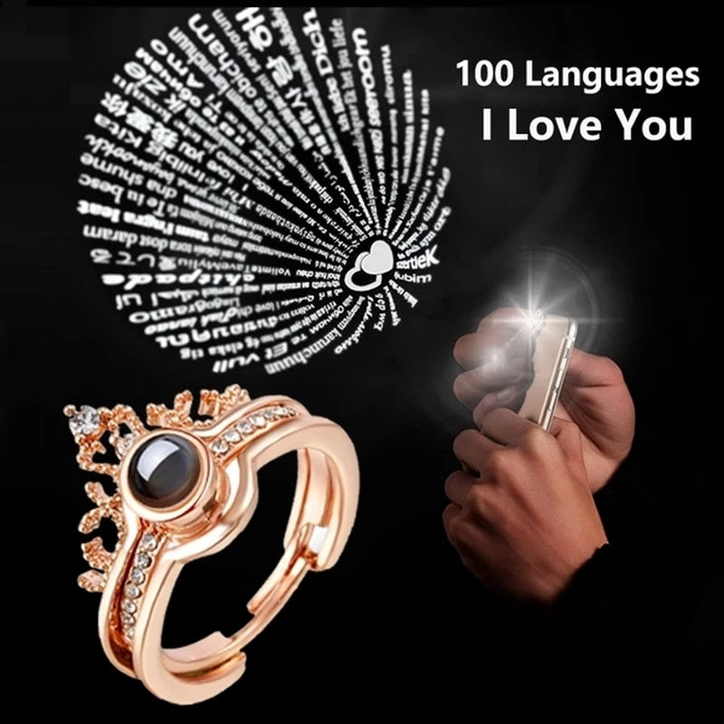 Magnetic Heart Shaped 100 Languages I Love You Projection Necklace