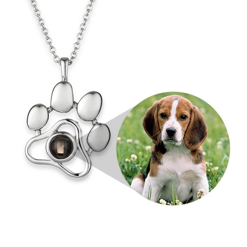 Pet Dog/Cat Paw Photo Projection Necklace